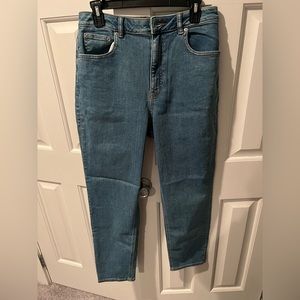 Miss selfridge Mom high waist slim leg jean in dark wash